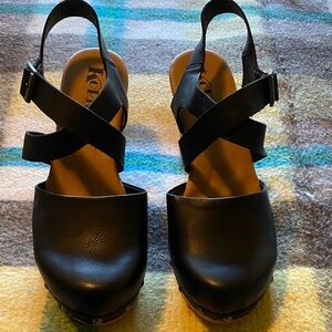 Kork-Ease Black Leather Mules